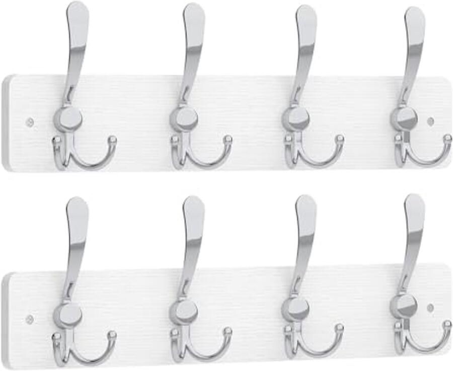 Kapstok Wandmontage Set van 2 84 CM Heavy Duty Houten Haken voor Hoed Handdoek Tas Gewaad Portemonnee en Kleding