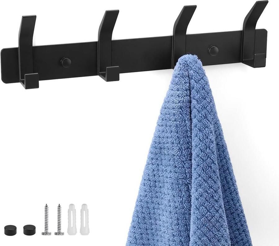 Kapstok zonder ponsen jasrek muur massieve ruimte aluminium dubbellaags haakrek breder en dikker voor slaapkamer badkamer garderobe