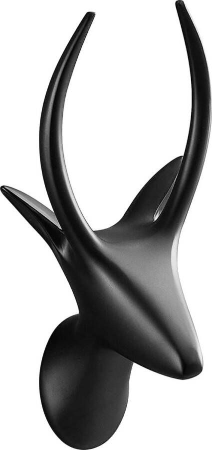 Kapstok Zwart Mat Groot (enkel) Kapstok Modern Wandmontage voor het boren van muurhaken voor badkamer Slaapkamer Luxe gewei (inclusief schroeven pluggen draagvermogen tot 50 kg)