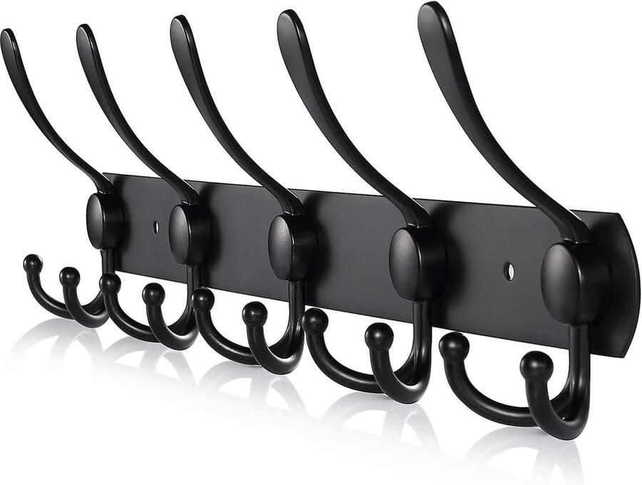 Kapstok Zwart Wandkapstok Gemaakt Van Roestvrij Staal Wandkapstok Met 5 Drievoudige Haken 1 Stuk Voor Entree Badkamer Keuken Zwart