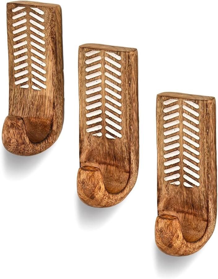 Kapstokhaak set van 3 Moderne wandhaken Mangohout Praktische ingang decoratie