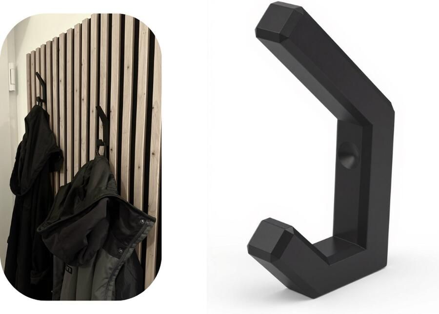 Kapstokhaak voor akoestisch wandpaneel voor 12 mm paneel afstand -Akupanel akoestische panelen Akoestisch paneel- Akoestische wand kapstok Schroefmontage 1 stuk gerecycled polymeer akupanel accesoires