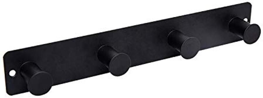 Kapstokhaak zwart wandhaak zelfklevend & schroeven kapstokhaak rek met 4 haken wandkapstokhaak voor hoedensjaals handtassen handdoekhaak