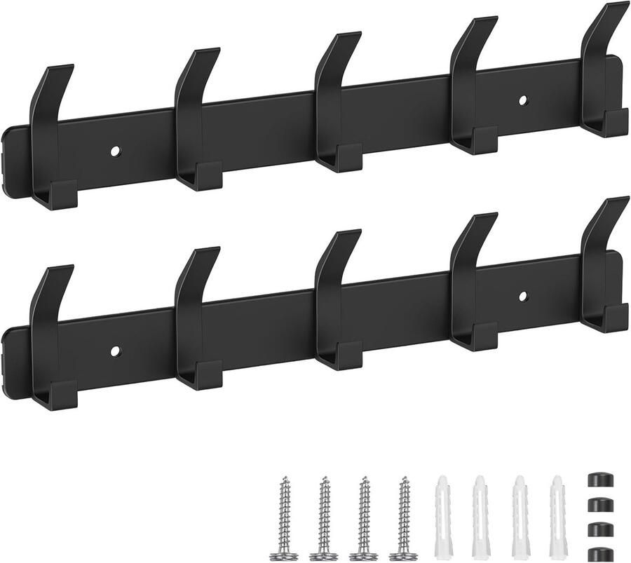 Kapstokhaken aan de muur_2 stuks kapstokhaak deurhanger zelfklevende deurhaken_Obsidiaan Zwart