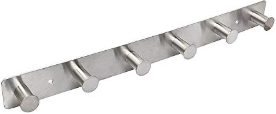 Kapstokhaken aan de muur gemonteerd deurhaken voor slaapkamers Schroef in en plak op roestvrijstalen kapstok met 6 hangers voor badjas handdoekkleding geborsteld