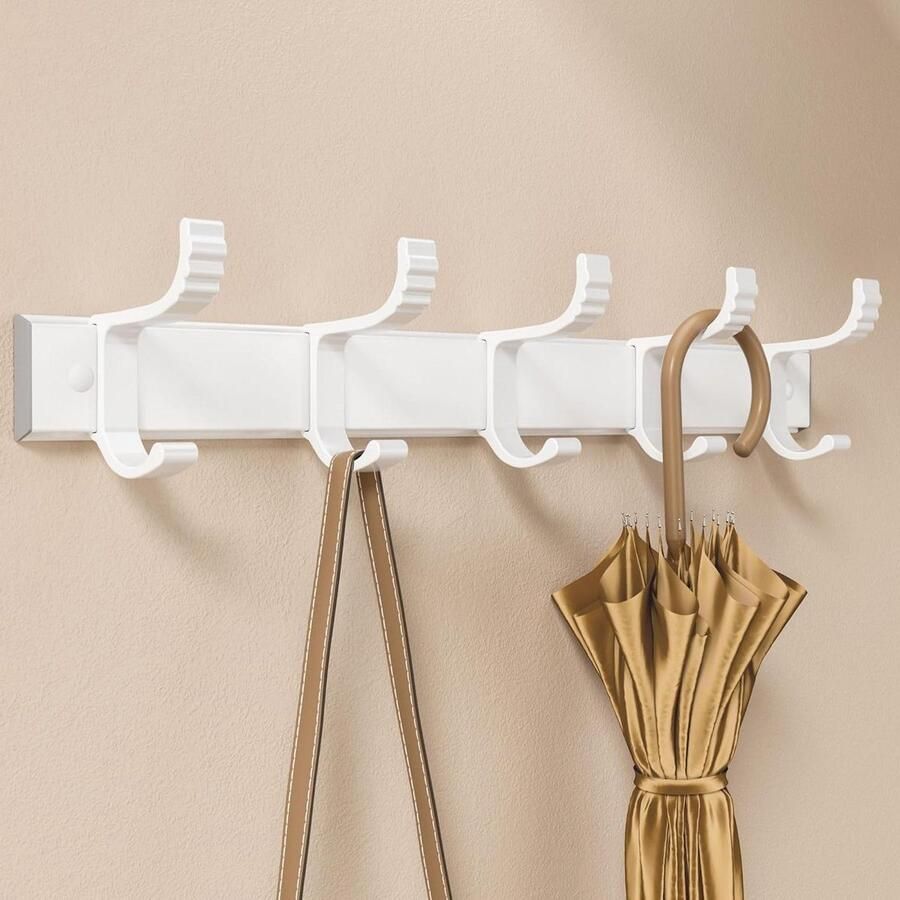 Kapstokhaken aan de muur gemonteerd: Heavy Duty Kleding Opknoping Rack voor Thuisopslag Wit 1 stuk - Foto 2