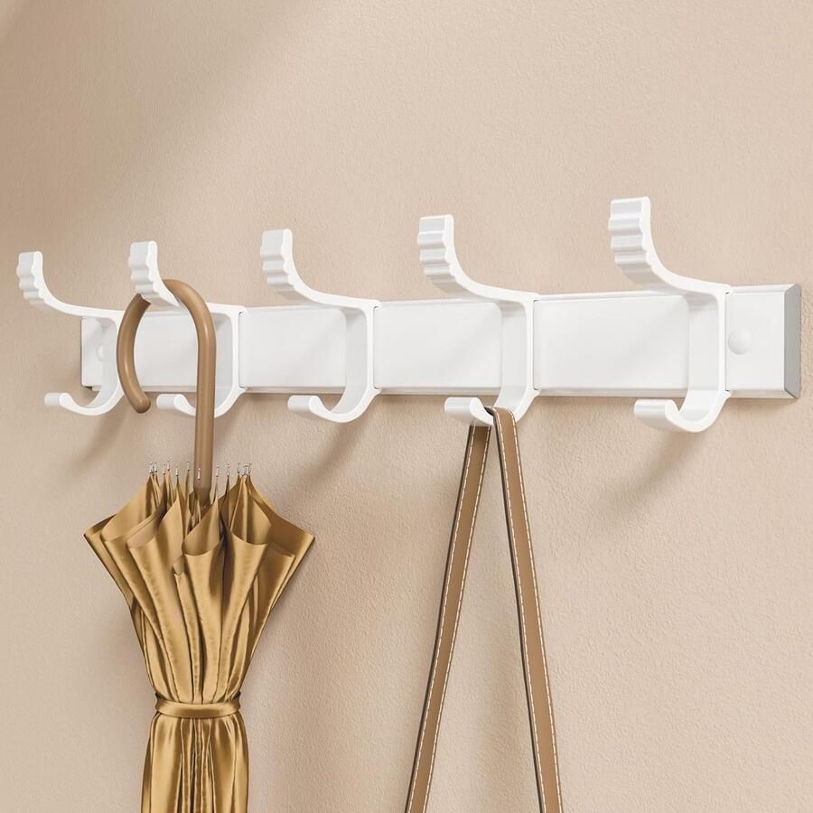 Kapstokhaken aan de muur gemonteerd: Heavy Duty Kleding Opknoping Rack voor Thuisopslag Wit 1 stuk