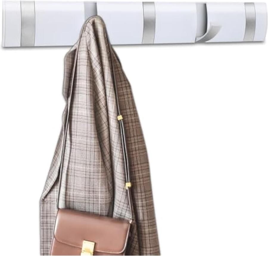 Kapstokhaken aan de muur gemonteerd zelfklevende moderne kapstokhaken met intrekbare haken zware kapstokken om jassen sjaals portemonnees en meer op te hangen (wit 5 haken)