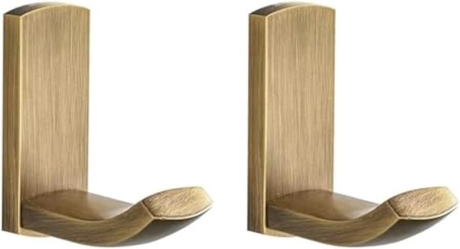 Kapstokhaken Antiek Messing Douche Handdoek Gewaad Haak voor Opknoping Badkamer Keuken Haken Wandmontage Geborsteld Messing 2 Pack