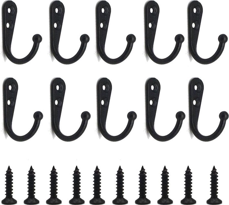 Kapstokhaken Haakjes handdoekhaken Ophanghaken 10 stuks zinklegering 41 mm Enkele haak met montageschroeven voor slaapkamer woonkamer keuken