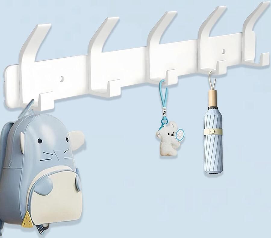 Wandkapstok met 5 haken stylish en functioneel zwart wit