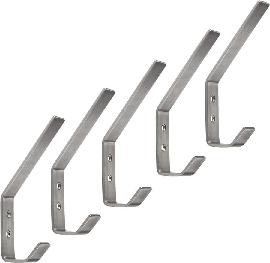 Kapstokhaken_ moderne jashaak echt roestvrij staal 142 x 20 mm_Geborsteld roestvrij staal