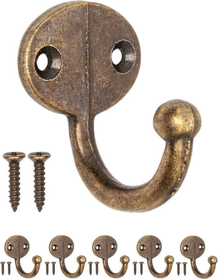 Kapstokhaken Ophanghaken Wandhaken Muurhaken 5 stuks zinklegering Bronzen met Schroeven voor Muur en Deur