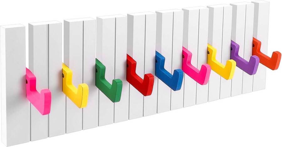 Kapstokhaken pianodesign garderobe voor kinderen opvouwbare kledinghaken wandgarderobe houten haklijst met 9 uitklapbare haken voor kinderkamer gangen slaapkamers
