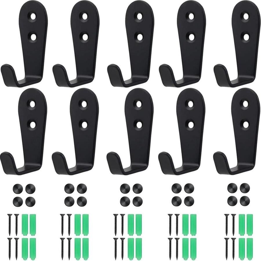 Kapstokhaken Set van 10 Zware roestvrijstalen wandmontage Retro enkel Voor keuken slaapkamer badkamer kantoor kast met schroeven