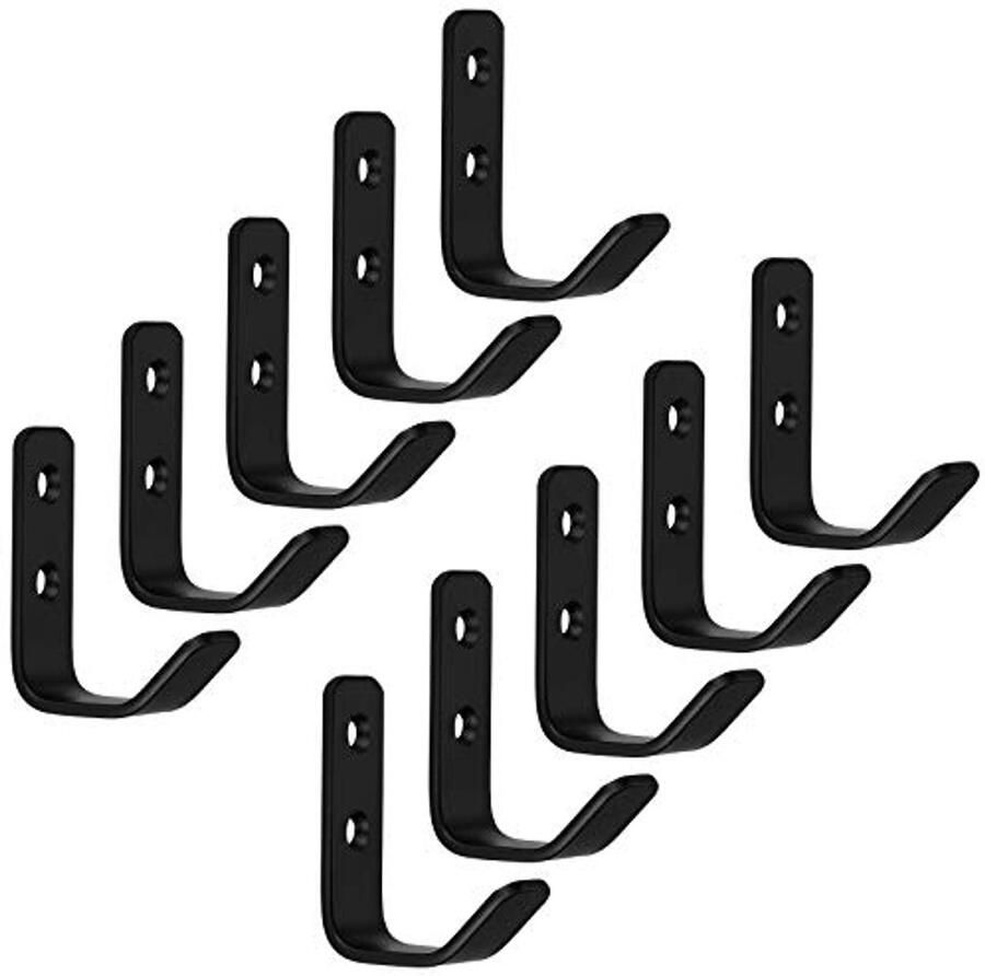 Kapstokhaken van Echt Roestvrij Staal Sterke Jashaken 58 x 20 mm Zwart 10 Stuks