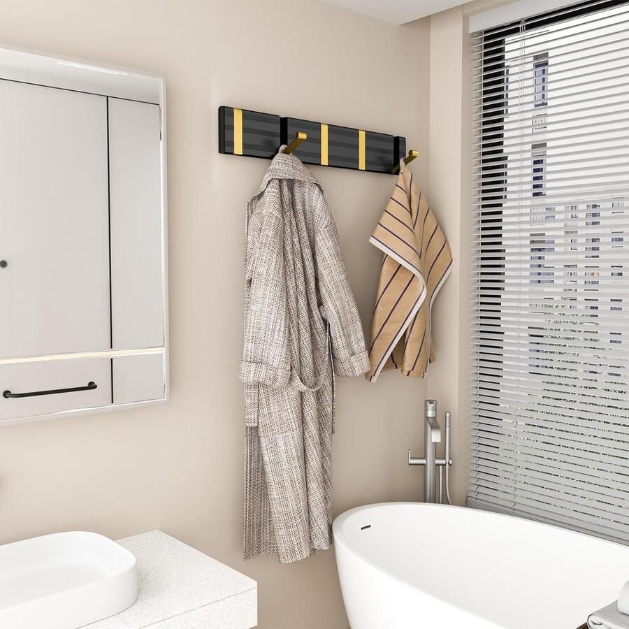 Kapstokhaken voor muur Heavy Duty 5 stuks zwart goud aluminium