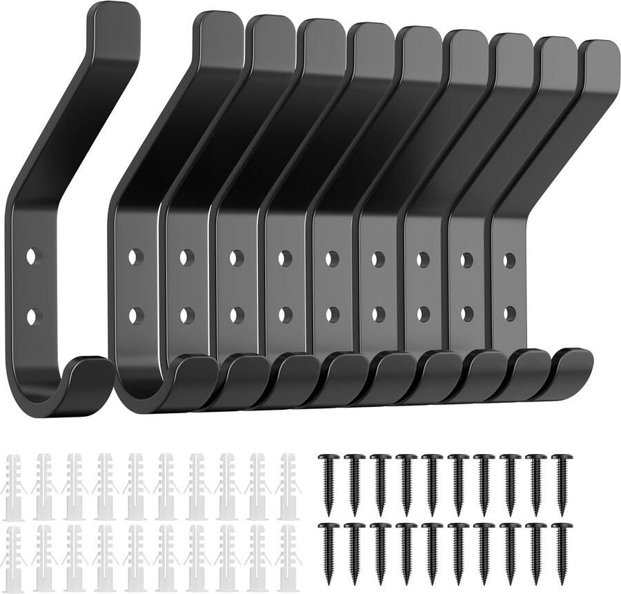 Kapstokhaken -wandhaken -Clothes Hooks Black for Screwing Wall