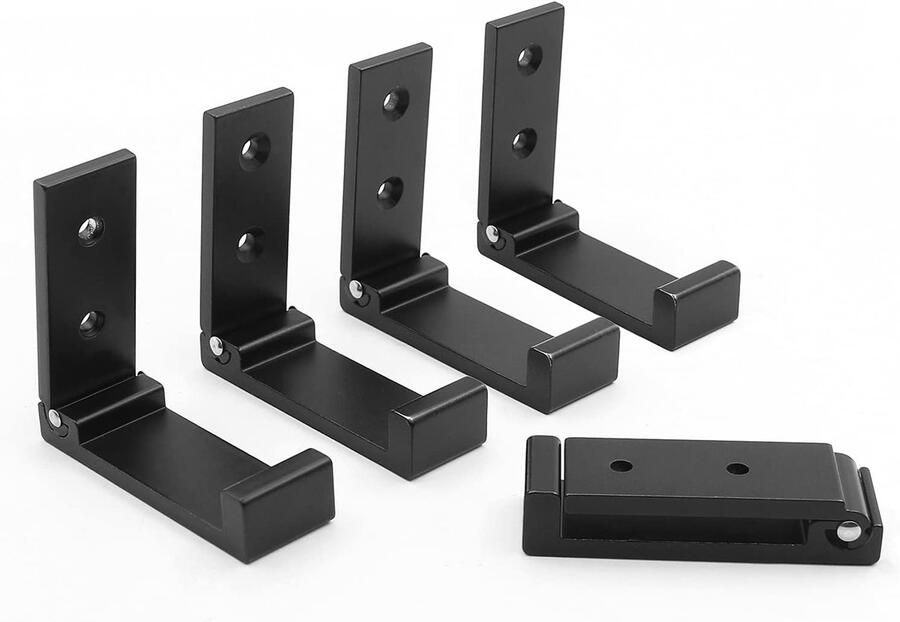 5 stuks opvouwbare kapstokhaken_opvouwbare wandhaken_aluminium opvouwbare kledinghaak_Zwart