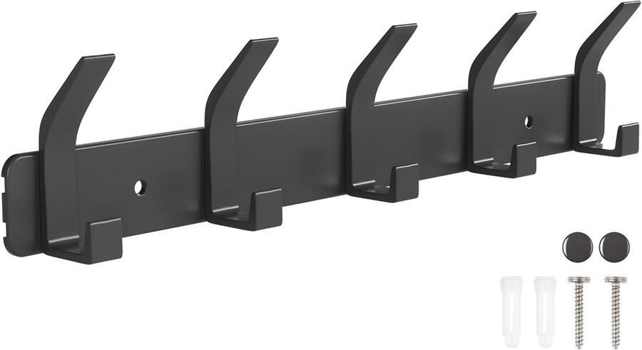 Kapstokhaken wandmontage 5 haken voor voordeur slaapkamer jassen portemonnees tassen kleding handdoeken zwart
