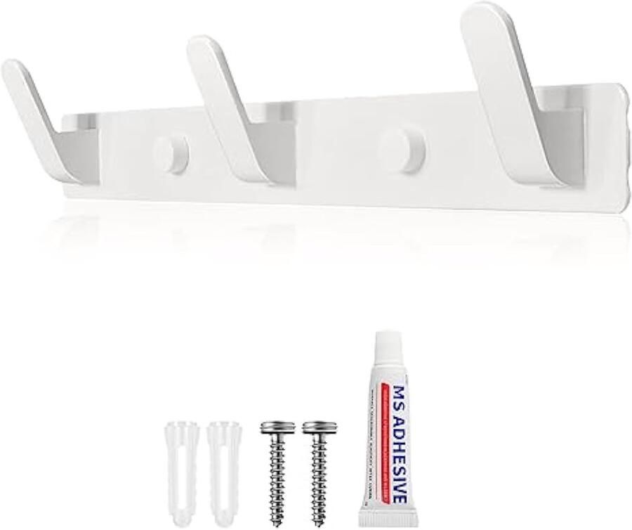 Kapstokhaken wit met 3 haken stabiele kapstok voor jassen mantels tassen hoeden en sjaals en meer