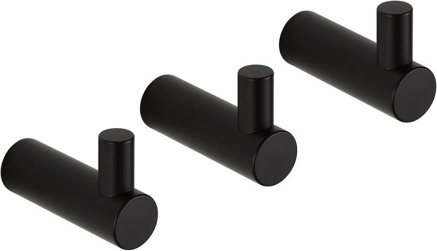 Kapstokhaken_Zwarte handdoekhaken 3 pakjes kapstokhaken aan de muur_zwart