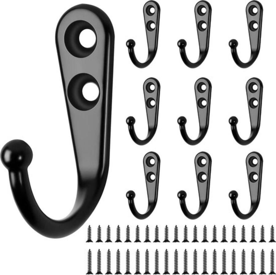 Kapstokhaken zwarte wandhaken 10 stuks hoge sterkte voor slaapkamer badkamer kapstok