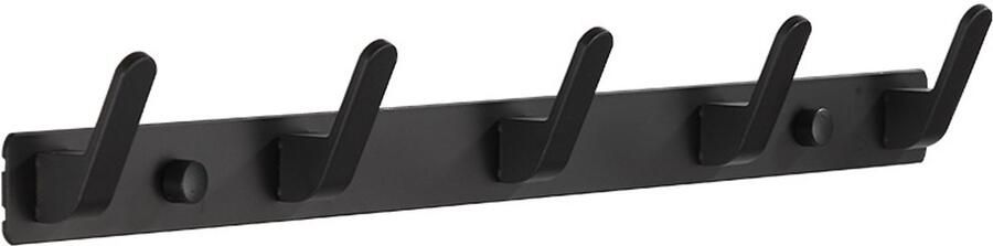 Kapstokken Met 5 haken Wandkapstok Kapstok Ophanghaken Handdoekrek Handdoekhaken Handdoekhanger Zwart 44*3cm Aluminiumlegering Wandmontage Voor Badkamer Keuken Muren en deuren