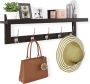 Kapstokken met wandmontage 29 2 inch kapstok voor muur bamboe hangende plank met 5 dubbele metalen haken voor badkamer slaapkamer keuken woonkamer modderdroom (donkerbruin) - Thumbnail 1