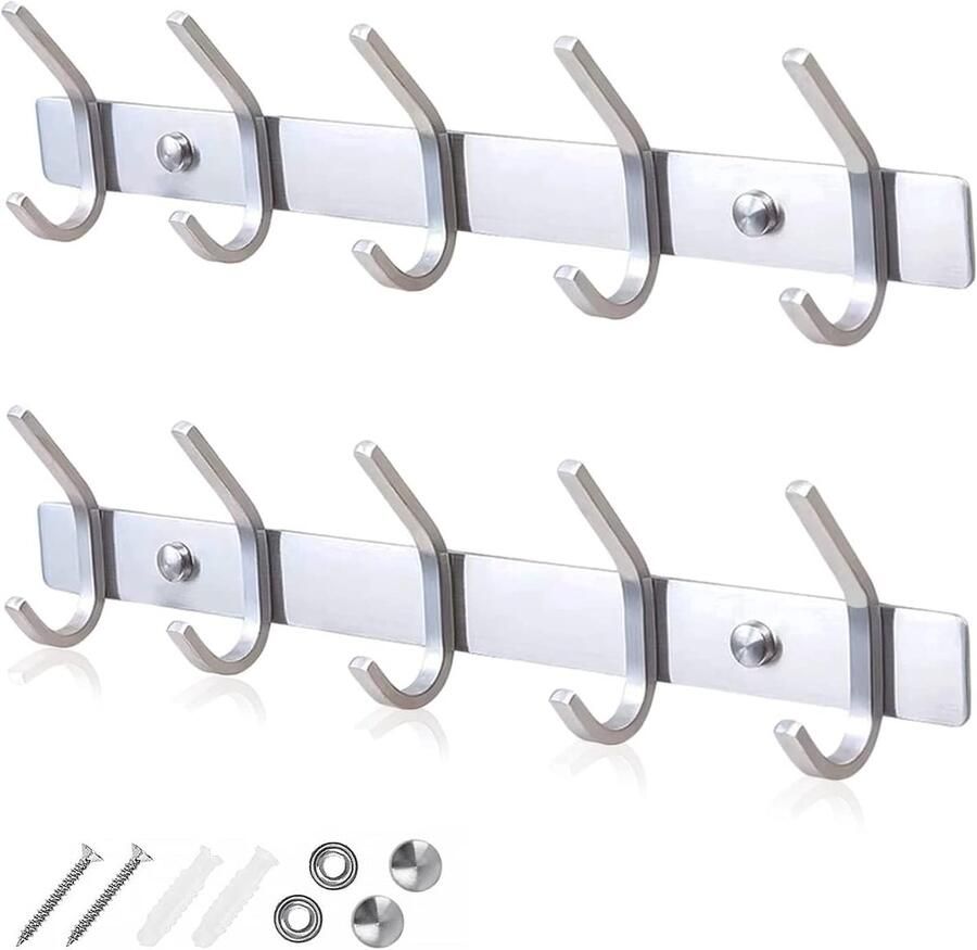 Kapstokken voor muur_roestvrijstalen kapstokhaken (2 stuks)_Zwart_