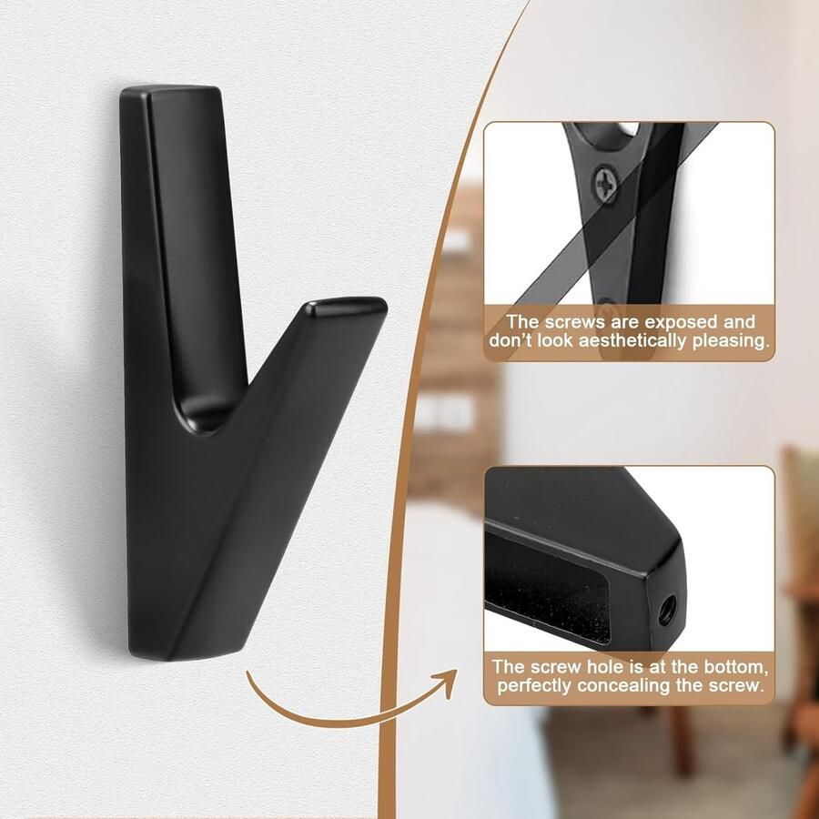 Kapstokken zwart matzwarte kapstokken enkele handdoekhaken kapstokken om te schroeven kapstokken muur moderne kapstok voor jassen kleding 4 stuks - Foto 2