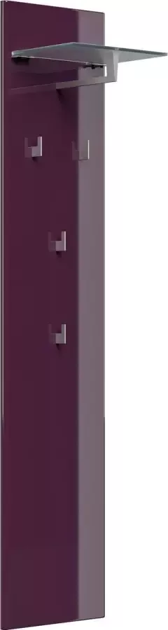Outletaanbieding Kapstokpaneel Joar Hoogglans Paars 35x160 cm Joar Hoogglans Paars MDF 4 haken Breedte 35 cm Diepte 26.6 cm Hoogte 160 cm