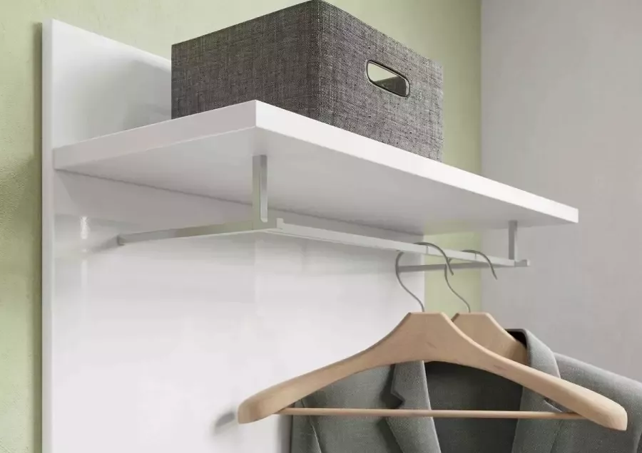 Kapstokpaneel Tomar Hoogglans Wit 5 haken Breedte 75 cm Diepte 30 cm Hoogte 101 cm - Foto 2