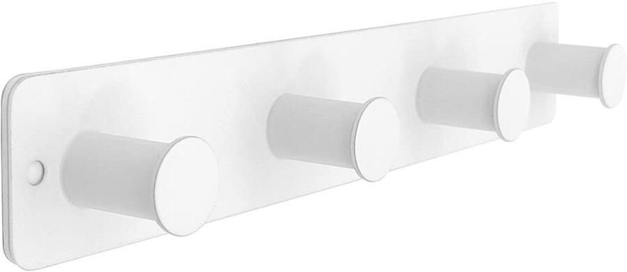 Kapstokrail roestvrij staal kapstokhaak wandhaak zelfklevend & schroeven metalen kapstok met 4 haken witte kapstokhaak voor jassen sjaals handtassen handdoekhaak