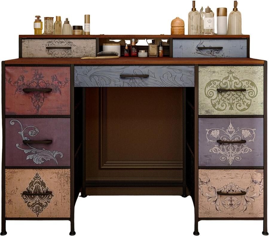 Kaptafel Make Up Tafel Sidetable Vintage Design Veel Opbergruimte Ruimtebesparend Stevig en Duurzaam 121 x 40 x 165 cm