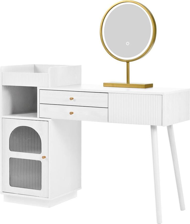 Zonder merk Gotagee Make-uptafel set dressoir met LED-spiegel en zijrek natuurlijk