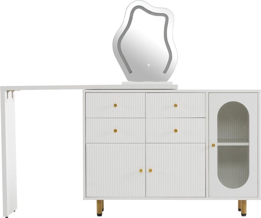 Zonder merk Gotagee Kaptafel make-uptafelset met spiegel uitschuifbaar tafelblad