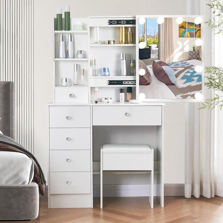 Kaptafel met Spiegel en Opbergruimte voor Make-up Duurzaam en Elegante Make-uptafel