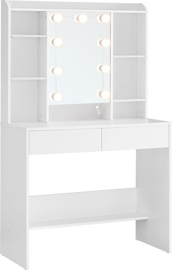 Rootz Living Rootz Kaptafel Make-upbureau Spaanplaatmateriaal Ruime opbergruimte Eenvoudige montage Anti-tipfunctie Wolkwit 40 cm x 90 cm x 144 7 cm