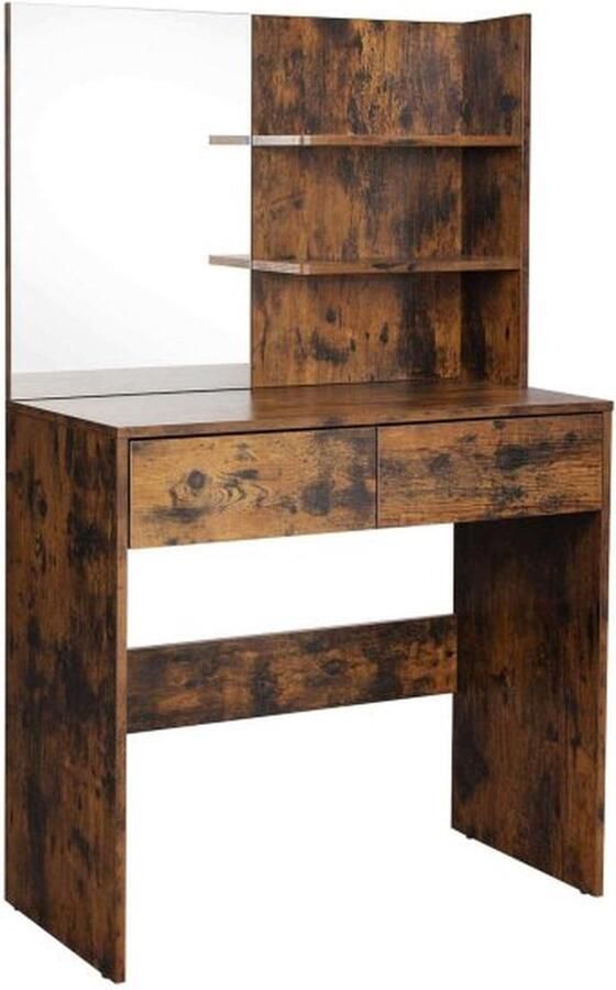 Songmics kaptafel met spiegel kaptafel met 4 lades 2 open vakken en make-up organizer cosmetische tafel met kruk kaptafel slaapkamer eenvoudig natuurlijk wit RDT32K