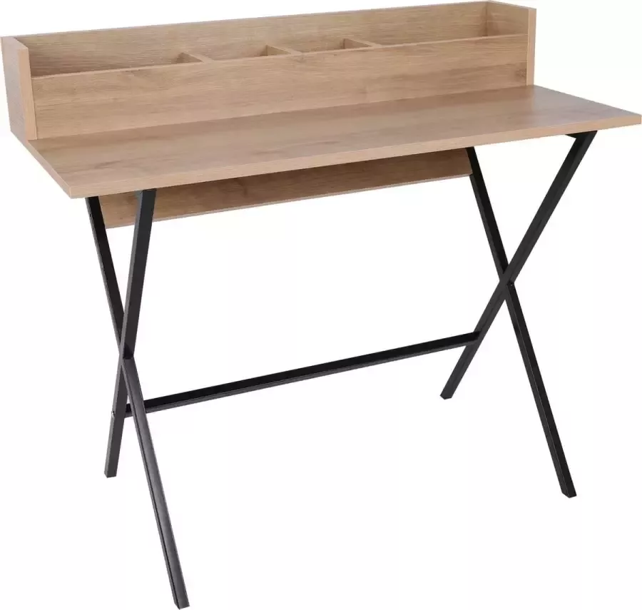 Kaptafel Walnoot Zwart 100x50x89cm Make-up Tafel met 4 Opbergvakjes Stijlvol & Ruimtebesparend