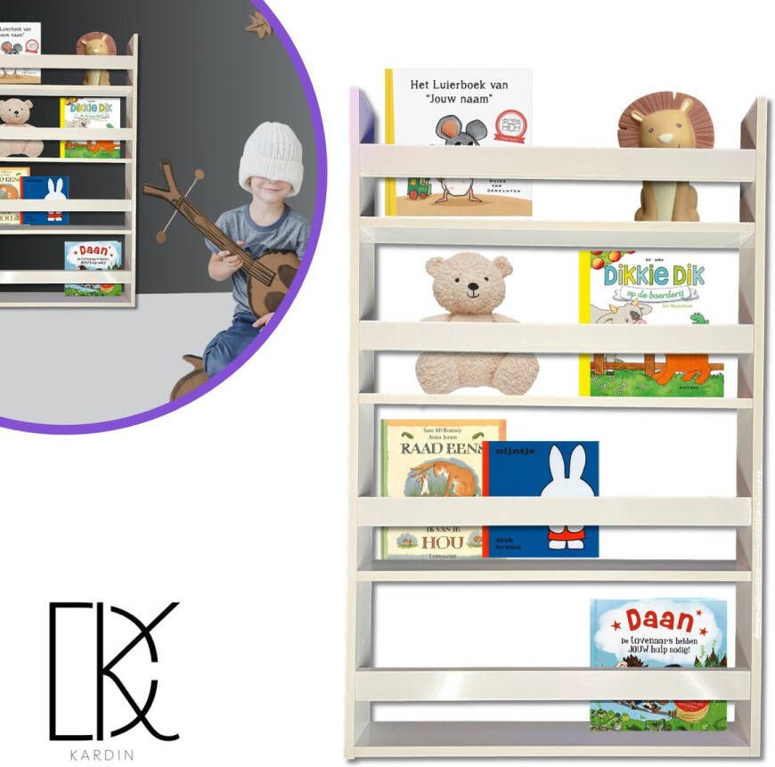 Kardin Kinderboekenkast – Boekenrek kinderkamer – Kinderboekenrek – Montessori boekenkast- Boekenrek hout kinderen