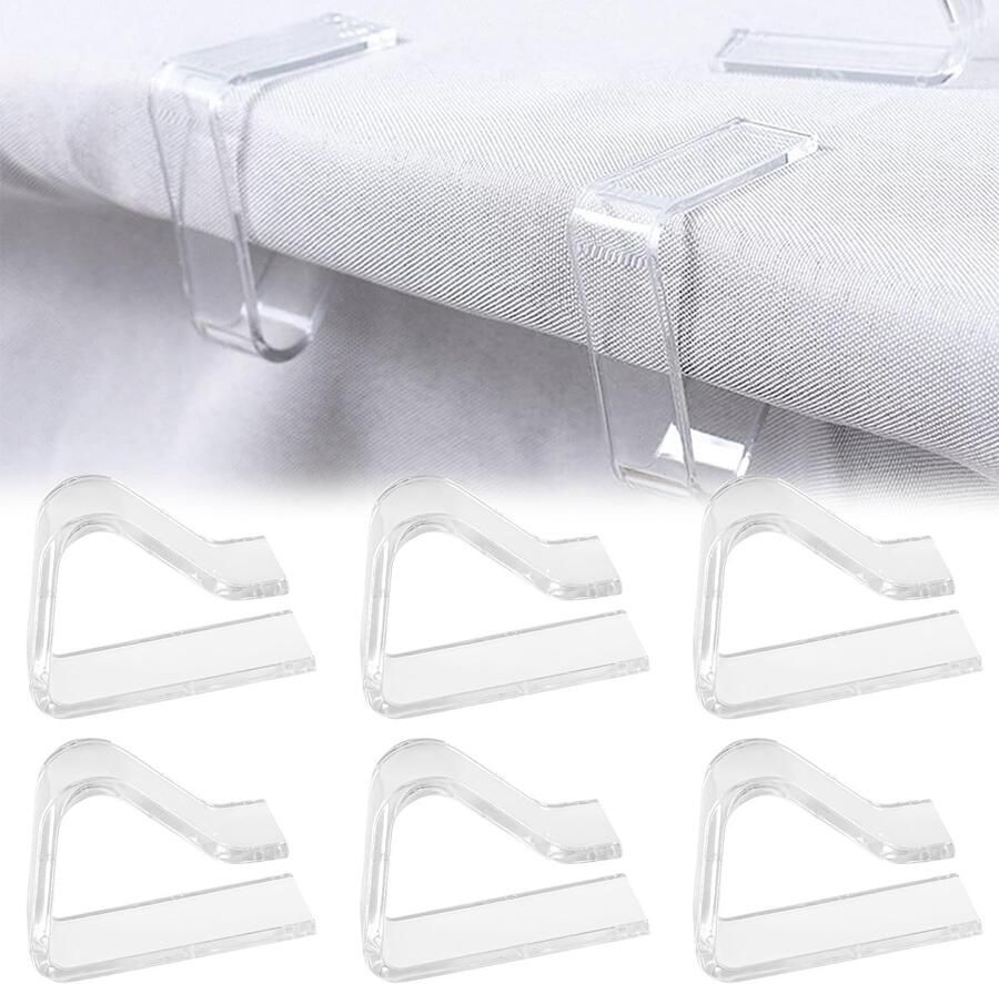 KARELLS tafelkleedklemmen kunststof tafelkleedklemmen 6 stuks transparante tafelkleedhouder tafelkleedklemmen clips buiten tafelklemmen tafelkleedhouder