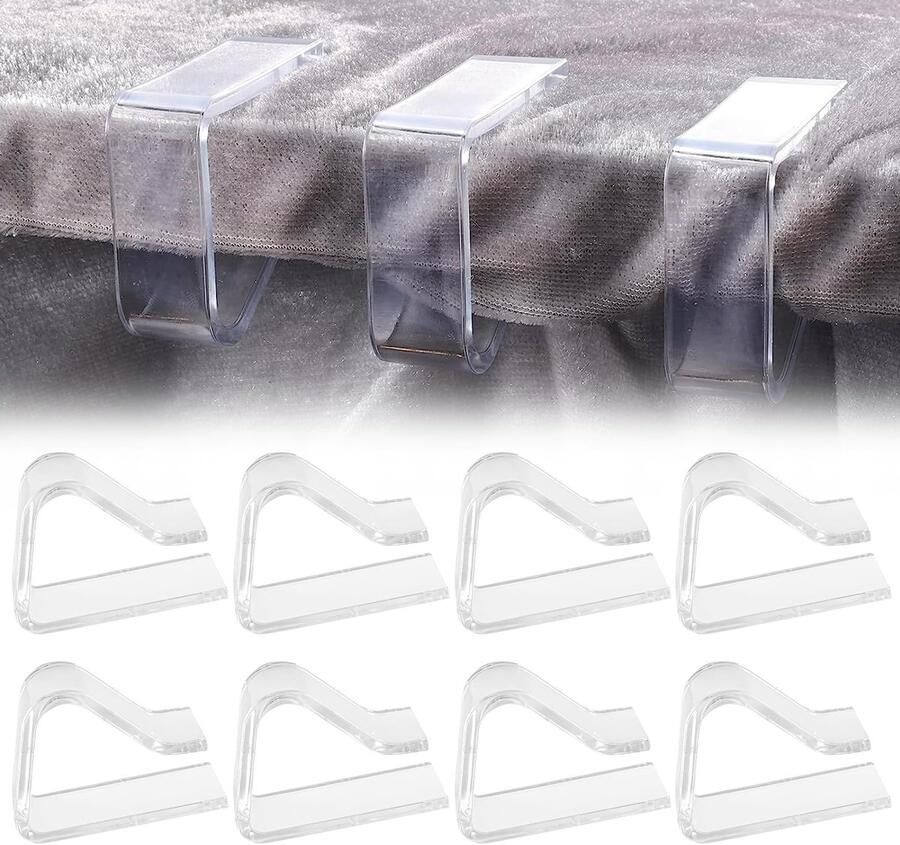 KARELLS Tafelkleedklemmen voor buiten 8 stuks transparante tafelklemmen Tafelkleedklemmen Tafelkleedhouders Tafelklemmen voor dikke tafels Tafelkleedklemmen