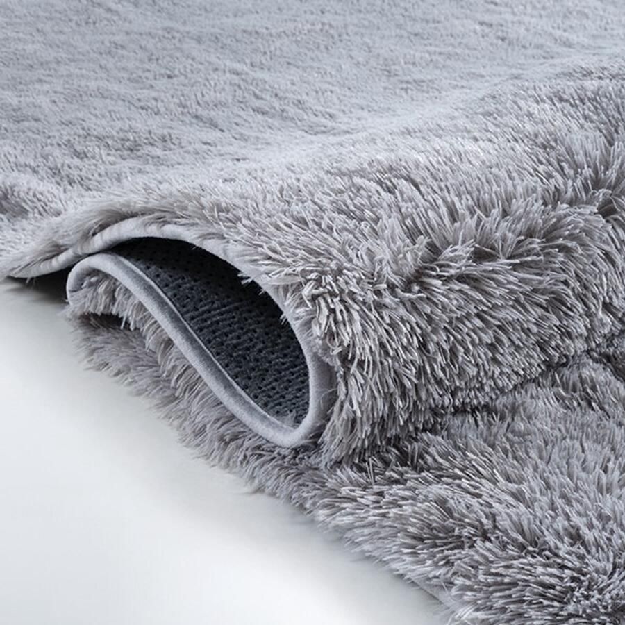 Karpet24 Fluffy Shaggy Zacht Hoogpolig Vloerkleed Onderhoudsarm Grijs-160 x 220 cm