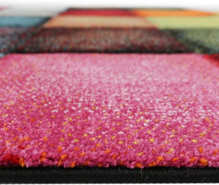 Karpet24 vloerkleed Belis Modern Blokjesdesign Kleurrijk & Stijlvol-80 x 150 cm