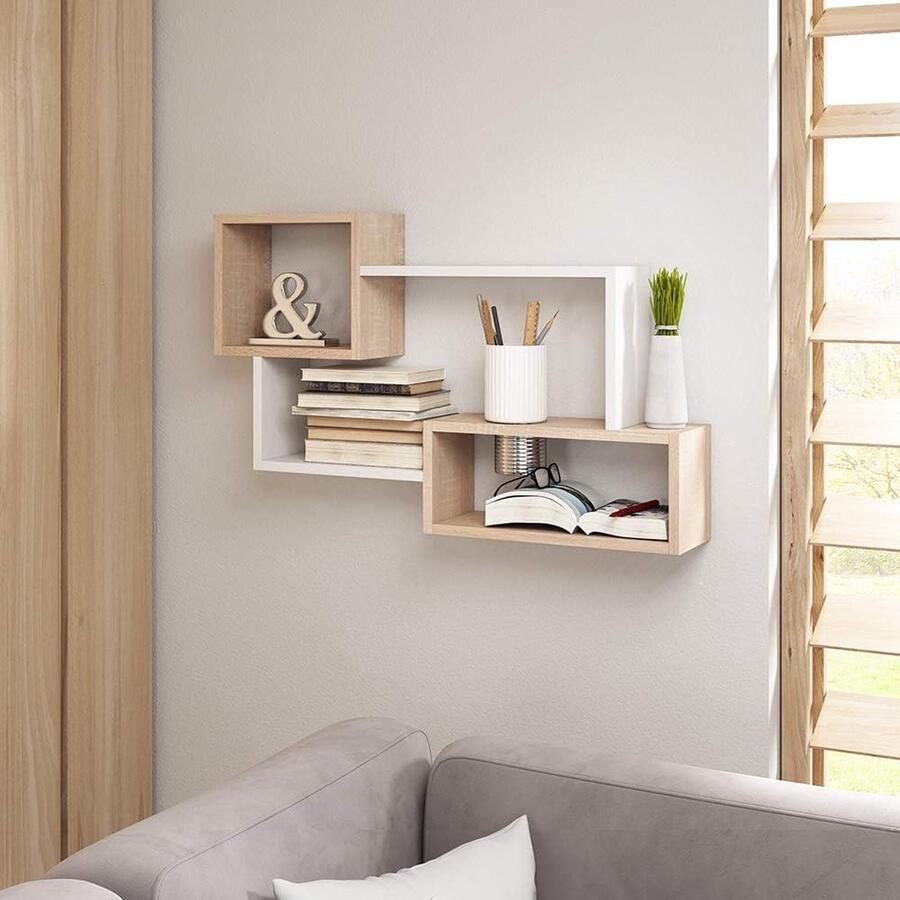 Kassi Wandrek boekenkast multifunctioneel 1 stuk mat Sonoma eiken wit 54 x 87 cm