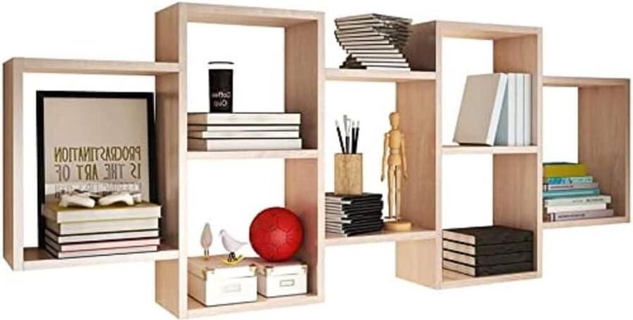 Kassi Wandrek hangrek boekenkast mat wit 7 vakken 160 5 x 65 cm
