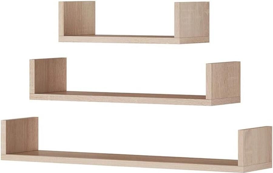 KASSI Wandrek Set Minimalistisch Hangrek Geschikt voor een Stijlvol Interieur 3 stuks Sonoma
