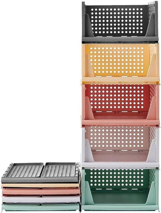 Set of 5 Stackable Wardrobe Organizer Chest of Drawers Closet Organizer Stackable Storage Box Plastic Storage Boxes Clothes Drawer Bedroom Wardrobe (5 Colorful)